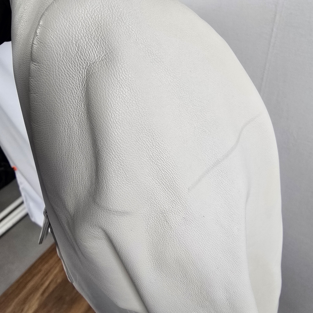 Talbots Ivory Leather Snap Front Jacket Size 4 - Picture 12 of 14
